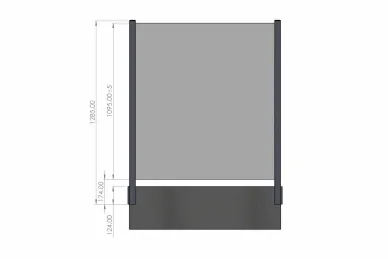 PSG A04.KR7300.110.50.7021 SŁUPEK ALUMINIOWY BOCZNY DO BALUSTRAD, 45x45x1100 MM, SZKŁO 8,72 MM, MOC. BOCZNE, CIEMNOSZARY (ALUMINIUM, SYST.PŁASKI, MALOWANY)