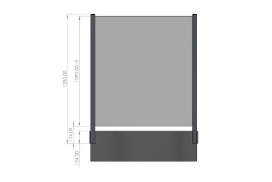 PSG A04.KR7400.110.50.7021 Słupek środkowy balustradowy 45X45X1283MM – aluminiowy, szkło 8,72 mm, mocowanie boczne, ciemnoszary – seria KR7400, kozza