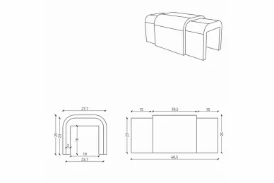 PSG A04.LP1801031.AXA Straight aluminum connector for glass-mounted handrail PS1031 - 180 degrees, glass 16 - 17.52 mm, matte anodized