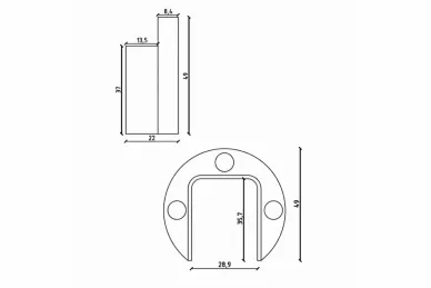 PSG A04.MO1031.AXA Aluminum axial fixing for glass-mounted handrail PS1031 - glass 12 - 21.52 mm, matte anodized