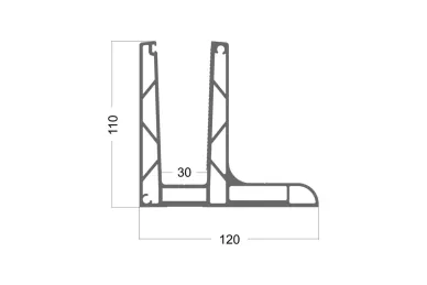 PSG A04.P105.500.AXA L-type profile for Pinox frameless glass balustrades – series 105, 5000 mm, glass 12-21 52 mm, longitudinal top fixing, aluminum, matte anodized