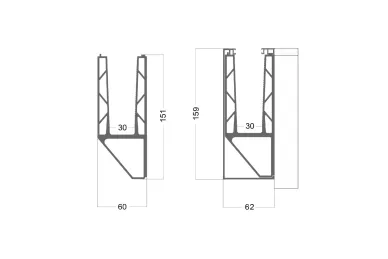 PSG A04.P120.500.AXA Profil typu y do balustrad całoszklanych pinox z listwą i maskownicą – seria 120, 5000 mm, szkło 12-21,52 mm, mocowanie boczne, aluminium, anoda matowa