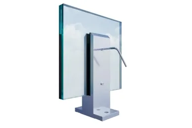 PSG A04.V340.012.AUS Uchwyt pionowy aluminiowy do szkła - spigot, 200 x 60 x 42 mm, z maskownicą, szkło 12 - 13,52 mm, satyna
