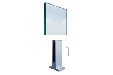 PSG A04.V340.012.AUS Uchwyt pionowy aluminiowy do szkła - spigot, 200 x 60 x 42 mm, z maskownicą, szkło 12 - 13,52 mm, satyna