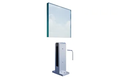 PSG A04.V340.016.AUR Uchwyt pionowy aluminiowy do szkła - spigot, 200 x 60 x 42 mm, z maskownicą, szkło 16-17,52 mm, surowy
