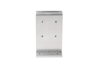 PSG A04.V340M.012.AUS Uchwyt pionowy aluminiowy do szkła - spigot, 200 x 120 x 42 mm, z maskownicą, szkło 12 - 13,52 mm, satyna