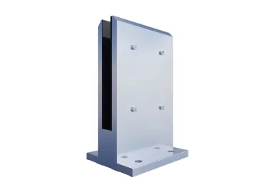 PSG A04.V340M.012.AUS Uchwyt pionowy aluminiowy do szkła - spigot, 200 x 120 x 42 mm, z maskownicą, szkło 12 - 13,52 mm, satyna