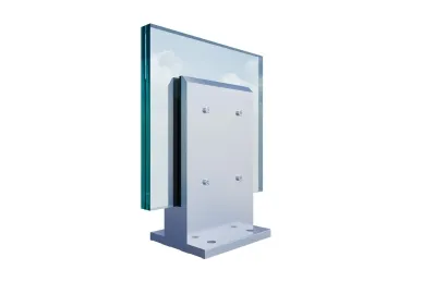 PSG A04.V340M.012.AUS Vertical aluminum glass clamp - spigot, 200 x 120 x 42 mm, with cover, glass 12 - 13.52 mm, satin