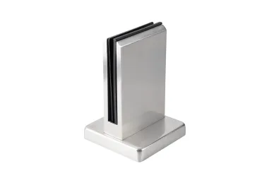 PSG A04.V340M.012.AUS Vertical aluminum glass clamp - spigot, 200 x 120 x 42 mm, with cover, glass 12 - 13.52 mm, satin