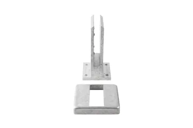 PSG A04.V340M.016.AUR Uchwyt pionowy aluminiowy do szkła - spigot, 200 x 120 x 42 mm, z maskownicą, szkło 16 - 17,52 mm, surowy