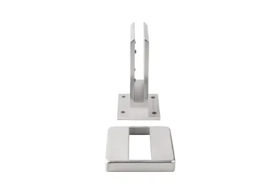 PSG A04.V340M.016.AUS Uchwyt pionowy aluminiowy do szkła - spigot, 200 x 120 x 42 mm, z maskownicą, szkło 16 - 17,52 mm, satyna