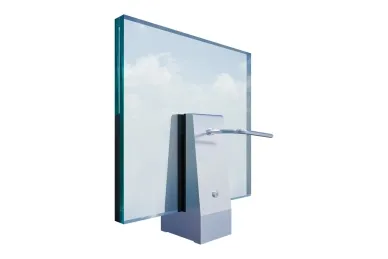 PSG A04.V350.012.AUR Uchwyt pionowy pojedynczy do szkła deltowaty – spigot, 70X50 mm, H=140 mm, szkło 12–13,52 mm, aluminium, surowy