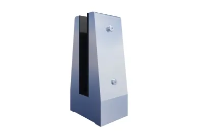 PSG A04.V350.012.AUR Uchwyt pionowy pojedynczy do szkła deltowaty – spigot, 70X50 mm, H=140 mm, szkło 12–13,52 mm, aluminium, surowy