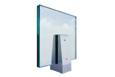 PSG A04.V350.012.AUS Uchwyt pionowy pojedynczy do szkła deltowaty – spigot, 70X50 mm, H=140 mm, szkło 12–13,52 mm, aluminium, satyna