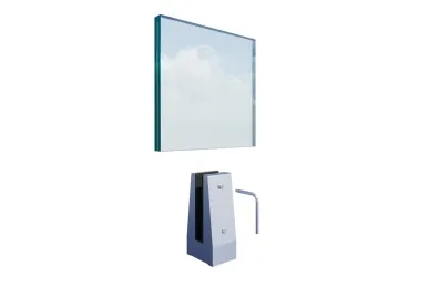 PSG A04.V350.016.AUS Uchwyt pionowy pojedynczy do szkła deltowaty – spigot, 70X50 mm, H=140 mm, szkło 16–17,52 mm, aluminium, satyna