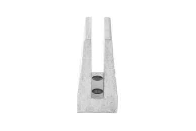 PSG A04.V350M.012.AUR Uchwyt pionowy podwójny do szkła deltowaty – spigot, 70X100 mm, H=140 mm, szkło 12–13,52 mm, aluminium, surowy