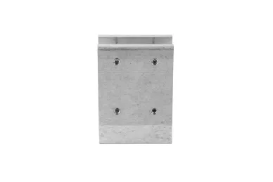 PSG A04.V350M.016.AUR Double vertical delta-shaped glass clamp - spigot, 70X100 mm, H=140 mm, glass 16–17.52 mm, aluminum, raw
