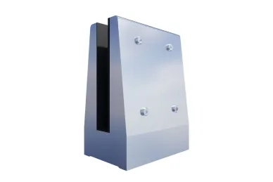 PSG A04.V350M.016.AUR Uchwyt pionowy podwójny do szkła deltowaty – spigot, 70X100 mm, H=140 mm, szkło 16–17,52 mm, aluminium, surowy