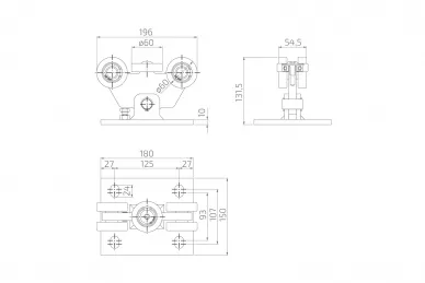 PSG A60.003.01.61 Chariot pour profilé en aluminium M à 5 roulettes