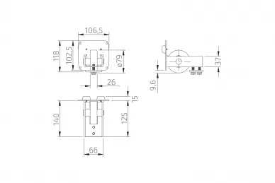 PSG A60.010.01.80.5 Rullo di scorrimento con rotella in nylon per profilo P