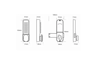 PSG BL.BL2605.ECP Metal gate lock Borg Locks BL2605 - single-sided with heptagonal knob, keypad and stainless steel bolt mounted from the inside