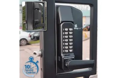 PSG BL.BL3400.ECP Jednostronny mechaniczny zamek szyfrowy borg locks do bram metalowych – z klawiaturą ecp, wewnętrzną klamką blokującą i zasuwą 65-80 mm