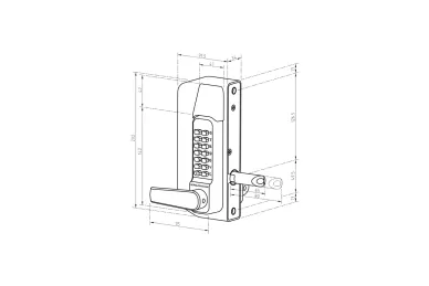 PSG BL.BL3400.ECP Single-sided mechanical combination lock Borg Locks for metal gates - with ECP keypad, inside locking handle and 65-80 mm slide bolt
