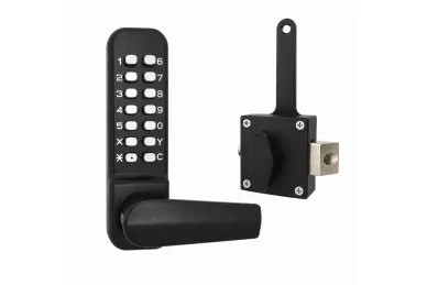 PSG BL.BL4409.ECP Metalowy zamek bramowy borg locks BL4409 - jednostronny z klamką, klawiaturą ecp i zatrzaskiem wewnętrznym z funkcją blokady, czarny