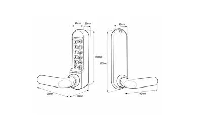 PSG BL.BL5201.MGPRO.ECP Metal gate lock Borg Locks BL5201 ECP - single-sided with handle, ECP keypad and 60 mm latch, marine-resistant