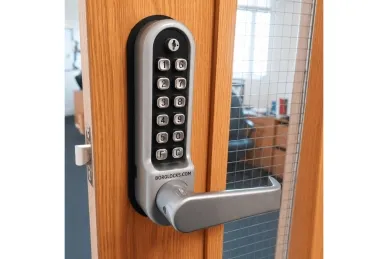 PSG BL.BL5401.SS.ECP Metalowy zamek bramowy borg locks BL5401 ecp - jednostronny z klamką, klawiaturą ecp i zatrzaskiem 60 mm