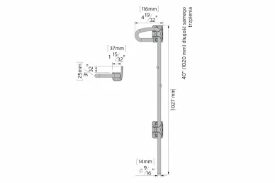 PSG DD.QB140 1020 mm padlockable gate bolt for QB140 metal gate