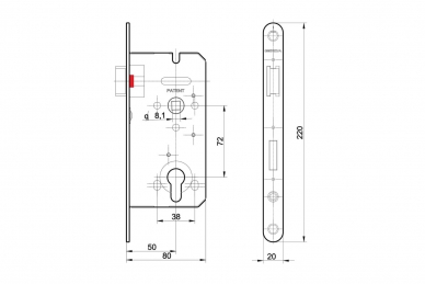 PSG GD.0ZW100W7250.9200TX Gerda zw 100 72/50 zamek uniwersalny na wkładkę - ocynk srebrny, (36 szt w kartonie)