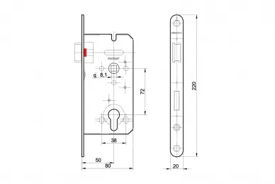 PSG GD.0ZW100W7250.9200TX Gerda zw 100 72/50 zamek uniwersalny na wkładkę - ocynk srebrny, (36 szt w kartonie)