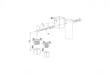 PSG LO.GBM12-40-150 Jeu de charnières pour portails et portillons de jardin pour profilés 40 x 40 mm