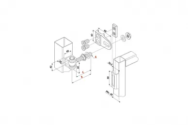 PSG LO.GBMU4D16-B-ALUM-110-02 Feuerverzinktes Scharnier, vierfach verstellbar um 180°