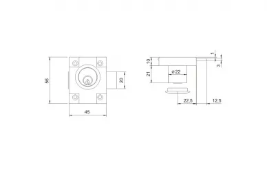 PSG LOB.ZMB1-3-B1-02 Zamek meblowy ZMB1 niklowany blister lob