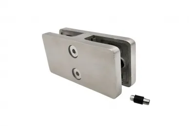 PSG N01.18K5.4US 180° glass clamp, 95x45x30mm, safety pin, glass 6-12.76mm (AISI 304, universal, satin)