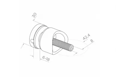 PSG N01.3000.4BS Uchwyt punktowy do szkła fi 30/13/M8x40, szkło 6-12mm (aisi304, syst.42,4, satyna)
