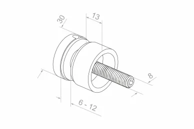 PSG N01.3000.4XP Uchwyt punktowy do szkła fi 30/13/M8x40, szkło 6-12mm (aisi304, syst.płaski, połysk)