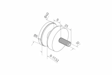PSG N01.4008.4XS Point glass fixing dia. 40/8/M10x45, glass 8-17.52 mm (AISI 304, flat system, satin)