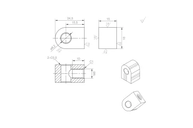 PSG N01.45K1Z180.4XS 180° hinge for 45 x 45 x 26 mm glass clamp - flat system, AISI 304, satin