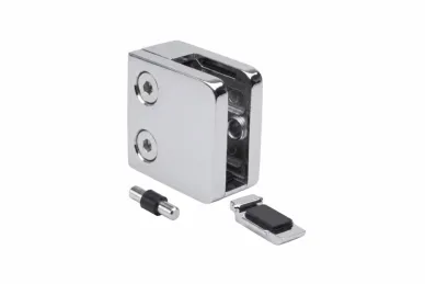 PSG N01.45K2.4XP.D Uchwyt do szkła 45x45x26mm ze wspornikiem, pin zabezp., szkło 6-10,76mm (aisi304, syst.płaski, połysk)