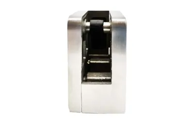PSG N01.45K2.4XS.D Glass clamp 45X45X26 mm with bracket, safety pin, glass 6-10.76 mm (AISI 304, flat system, satin)