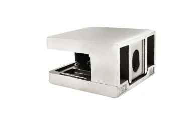PSG N01.45K2.4XS.D Glass clamp 45X45X26 mm with bracket, safety pin, glass 6-10.76 mm (AISI 304, flat system, satin)