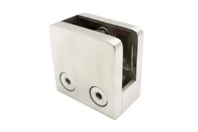 PSG N01.45K2.4XS.D Uchwyt do szkła 45X45X26 mm ze wspornikiem, pin zabezp., szkło 6–10,76 mm (AISI304, syst. płaski, satyna)