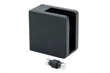 PSG N01.45K2.ZXM.D.7016 Rectangular glass clamp - 45x45x26 mm, for flat surface with bracket, anthracite
