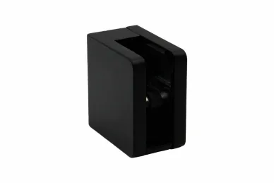 PSG N01.45K2.ZXM.D.9005 Uchwyt do szkła prostokątny - 45x45x26 mm, do powierzchni płaskiej ze wspornikiem, czarny