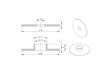 PSG N01.5000C.RSU Clamping rubbers for dia. 50 mm point fixings, EPDM, black, set of 2 pcs. (flat + collar)