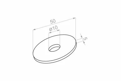 PSG N01.5005.4US Spacer for point fixings, dia. 50/5, mounting hole dia. 10 mm (AISI 304, universal, satin)