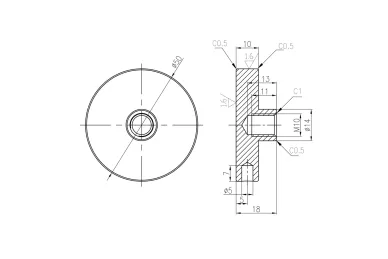 PSG N01.5013N.4XS Uchwyt punktowy rotula do szkła, do powierzchni płaskiej, fi 50/8/M10X70 - szkło 8 - 17,52 mm, pusty dystans, AISI304, satyna